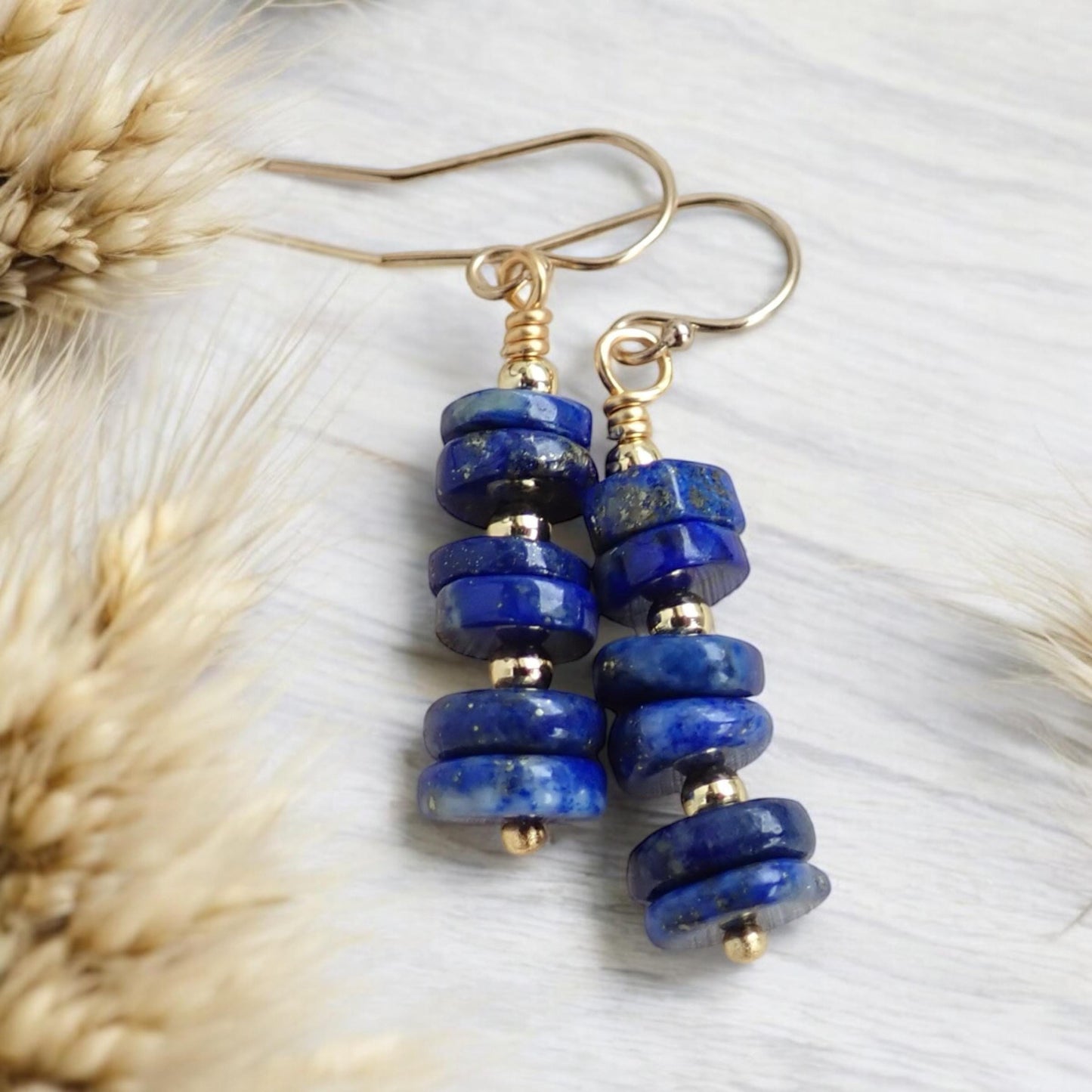 Genuine Lapis Lazuli Earrings - Blue Gemstone Drop Earrings - 14K Gold Fill