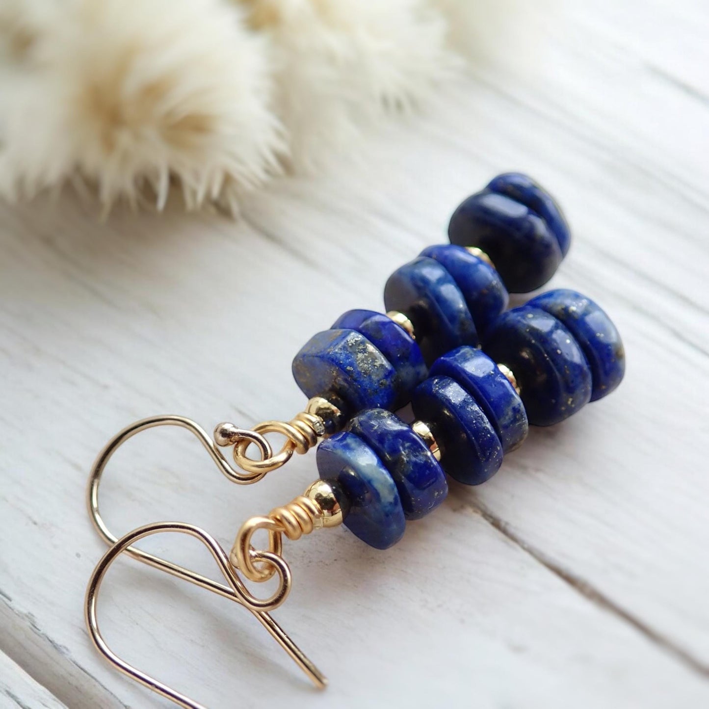 Genuine Lapis Lazuli Earrings - Blue Gemstone Drop Earrings - 14K Gold Fill