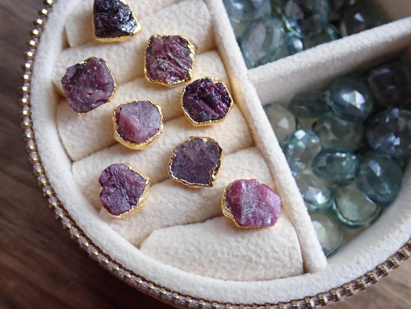 Raw Ruby Stud Earrings – Rough Gemstones in 14k Gold Over Sterling Silver, July Birthstone Jewelry