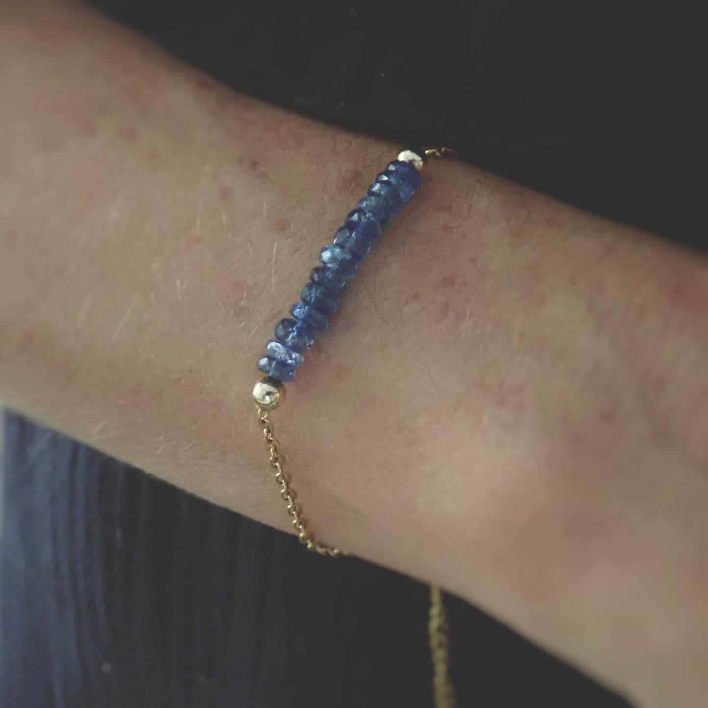 Dainty Blue Kyanite Chain Bracelet – 18k Gold Fill | Perfect for Layering