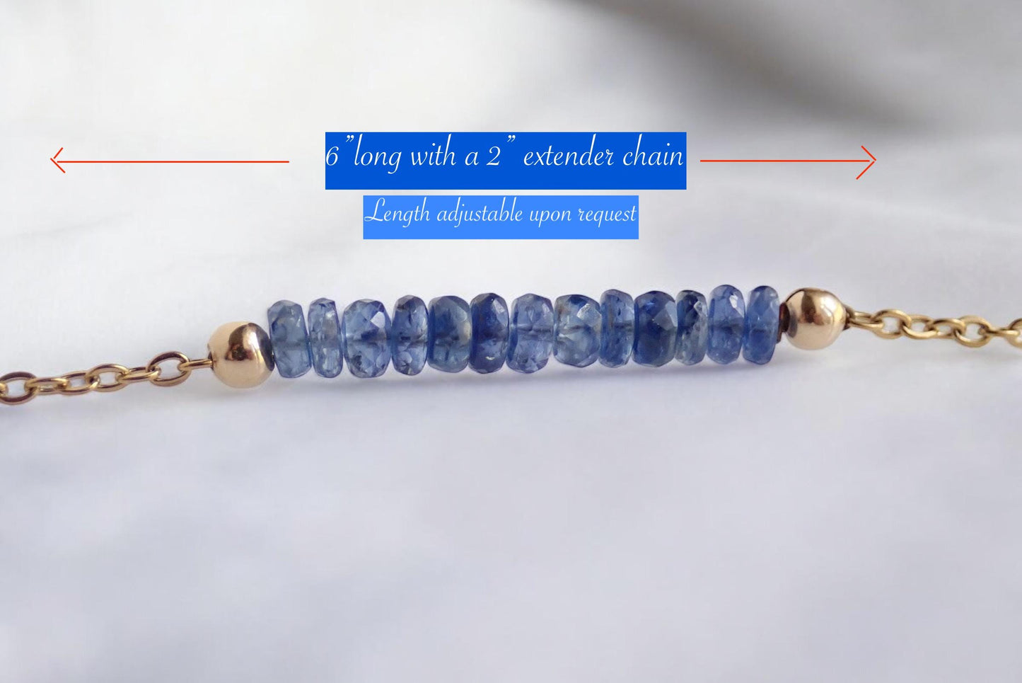 Dainty Blue Kyanite Chain Bracelet – 18k Gold Fill | Perfect for Layering