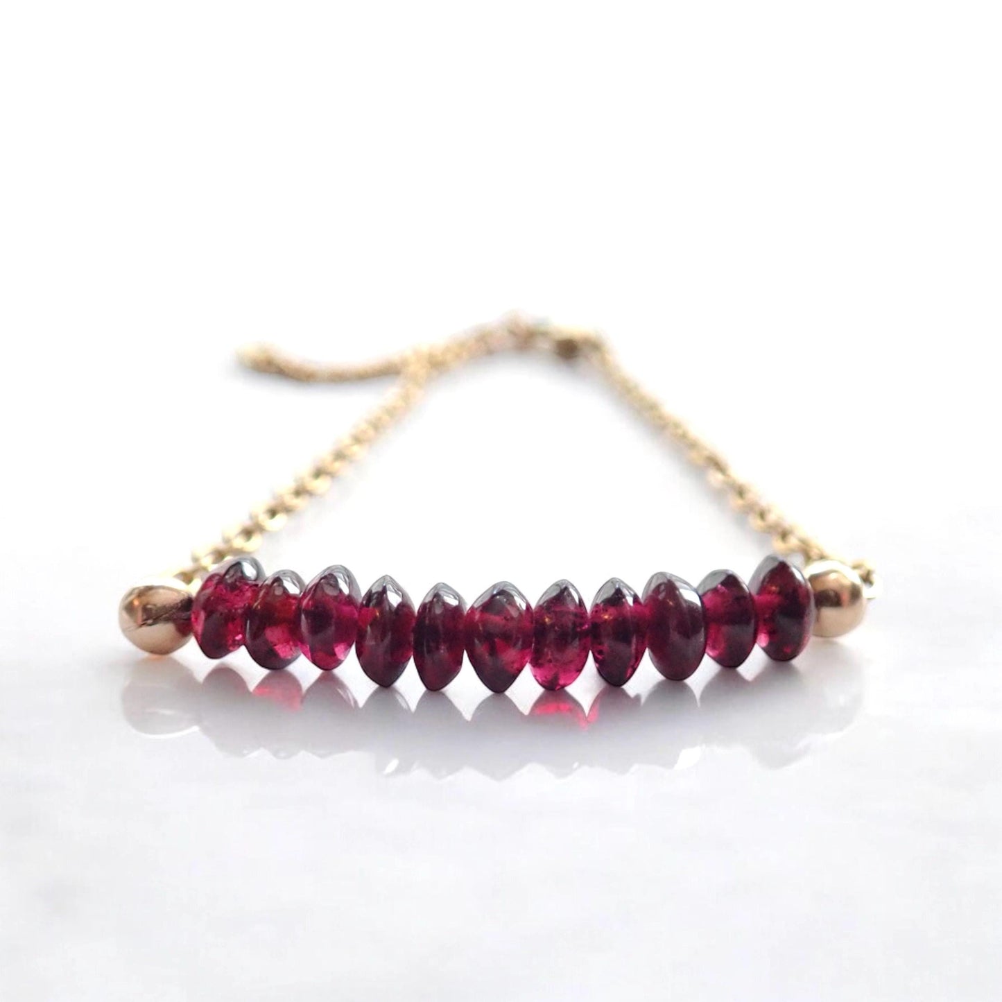 18k Gold Bracelet with Garnet Gemstones - Waterproof & Tarnish-Proof Jewelry