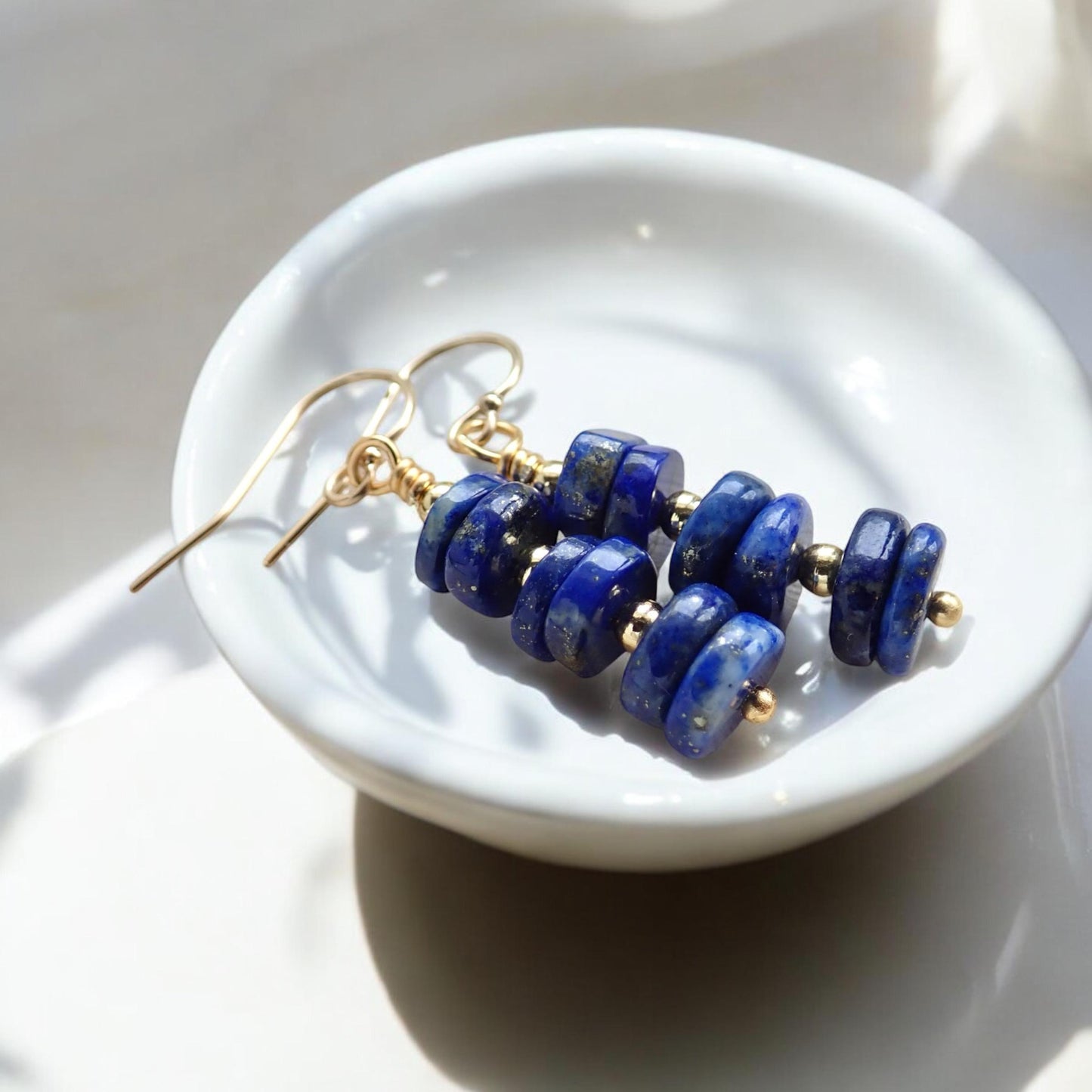 Genuine Lapis Lazuli Earrings - Blue Gemstone Drop Earrings - 14K Gold Fill