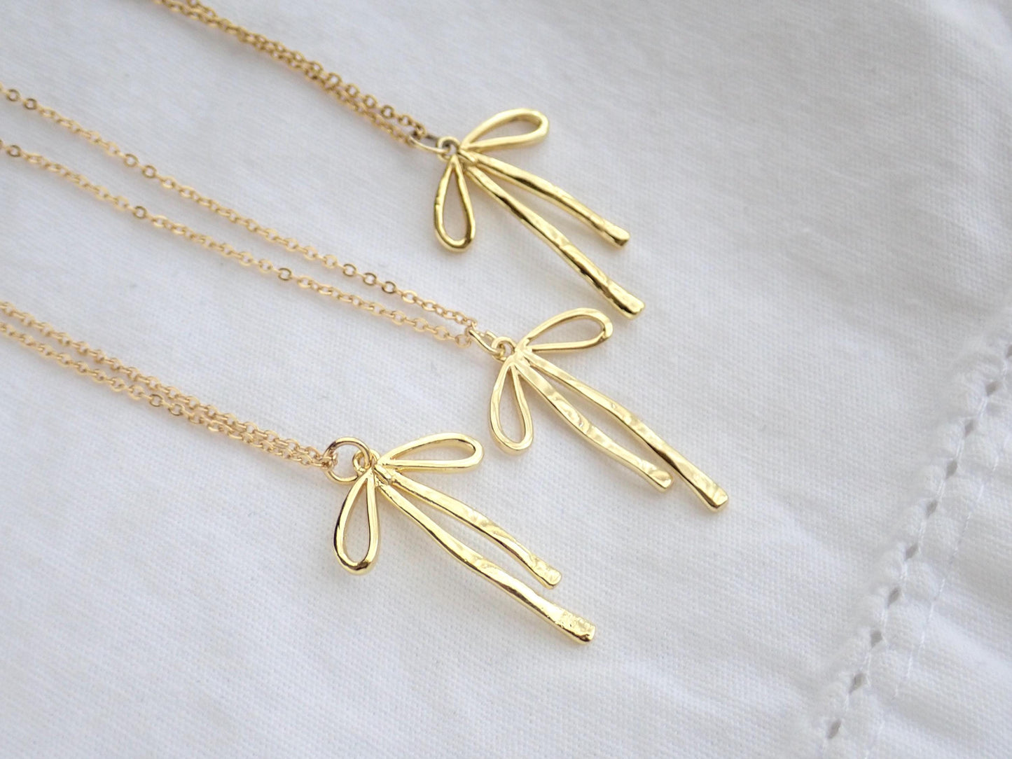 Coquette Bow Necklace - Waterproof Gold Fill Bow Pendant and Chain, Everyday Wear Jewelry