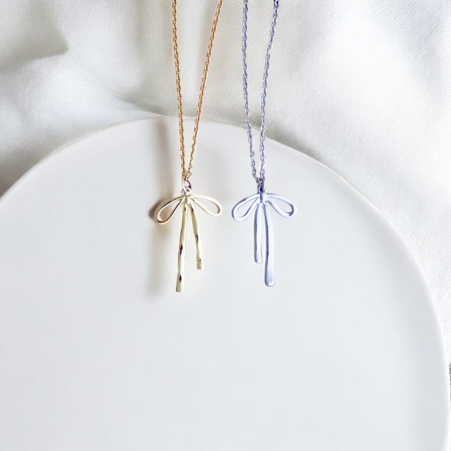 Coquette Bow Necklace - Waterproof Gold Fill Bow Pendant and Chain, Everyday Wear Jewelry