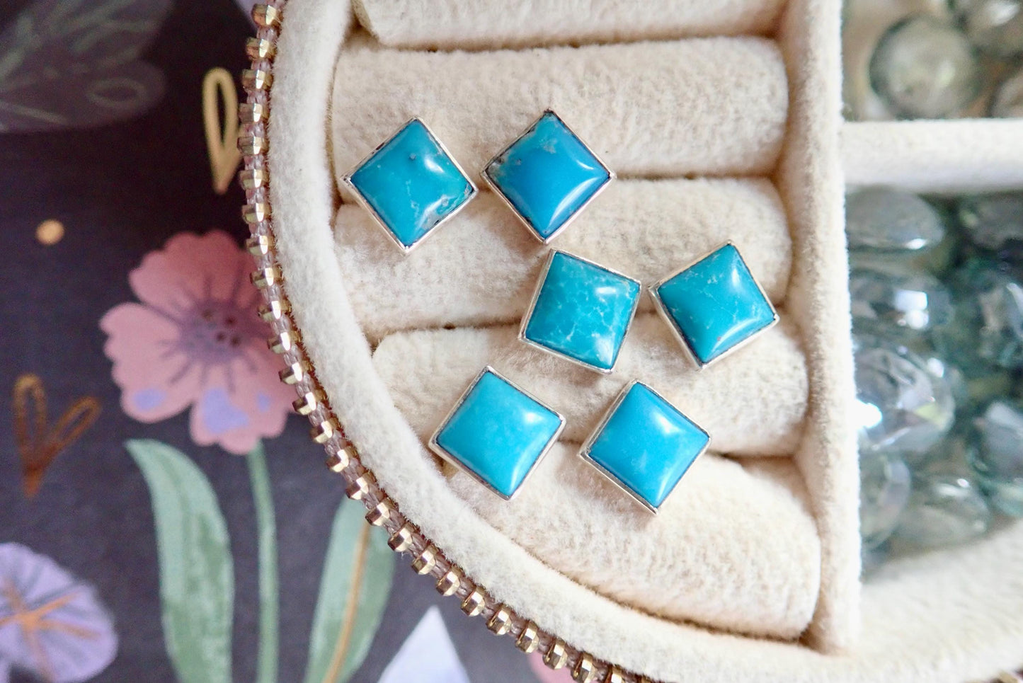 Turquoise Stud Earrings Sterling Silver Post, Turquoise Jewelry, December Birthstone Gift for Her, Hypo-allergenic Silver Gemstone Studs