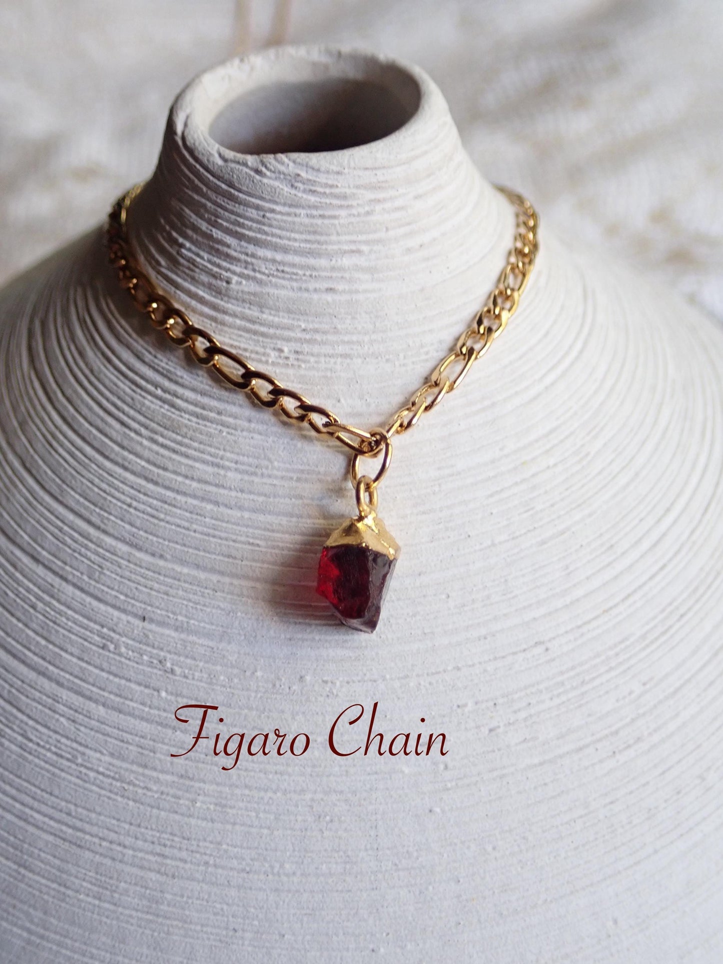 Dainty Raw Garnet Gemstone Necklace – 14k Gold Dipped | Minimalist Birthstone Jewelry