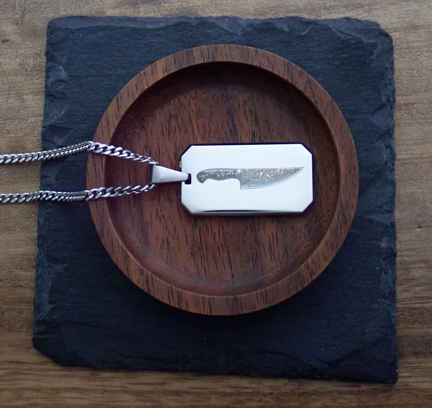 Chef Knife Necklace Stainless Steel Knife Necklace,Silver Chef’s Knife Pendant,Best Gifts for Chefs & Cooks, Mens No Tarnish Jewelry Silver