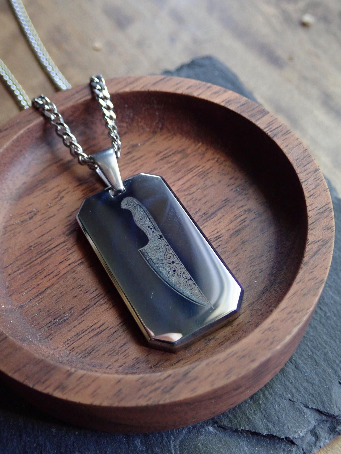 Chef Knife Necklace Stainless Steel Knife Necklace,Silver Chef’s Knife Pendant,Best Gifts for Chefs & Cooks, Mens No Tarnish Jewelry Silver