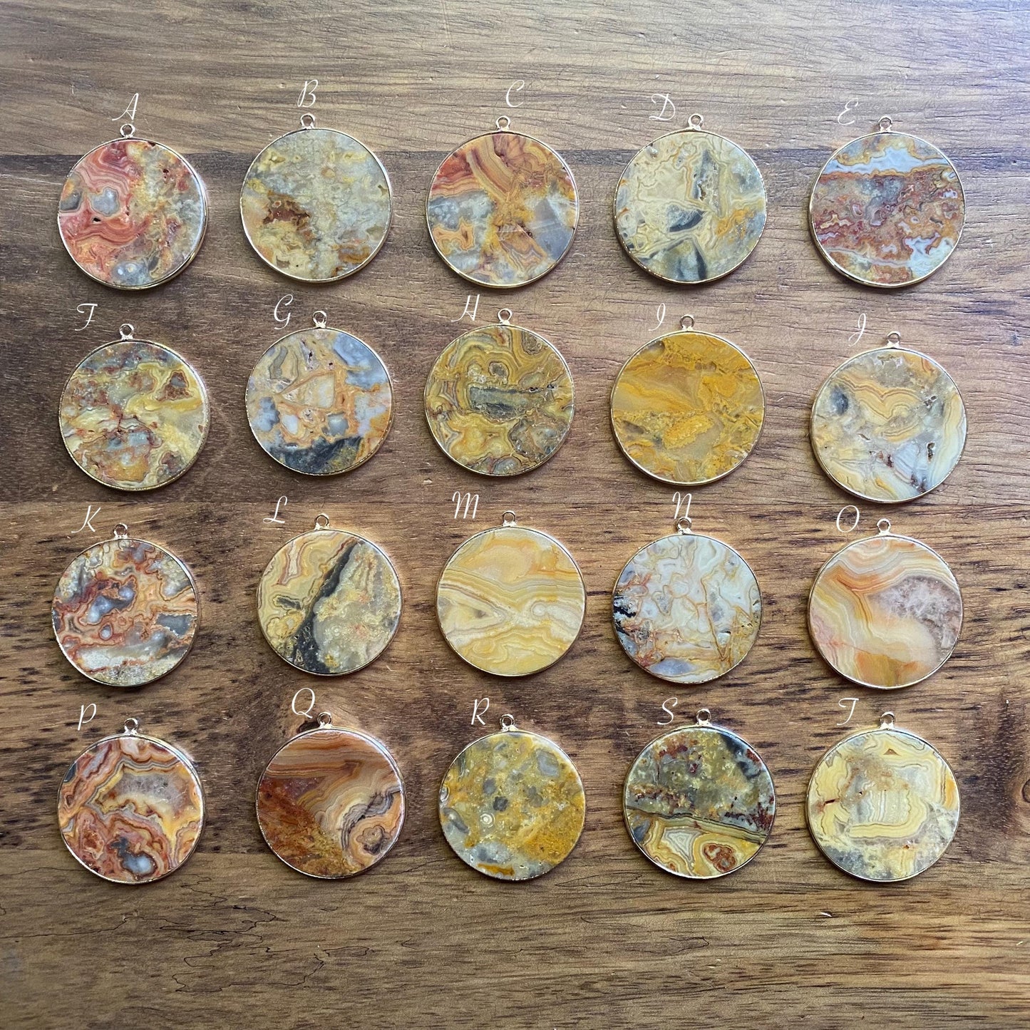 Large Lace Agate Slice Necklace – Surrounded in 14k Gold, Non-Tarnish Chain, Natural Stone Jewelry