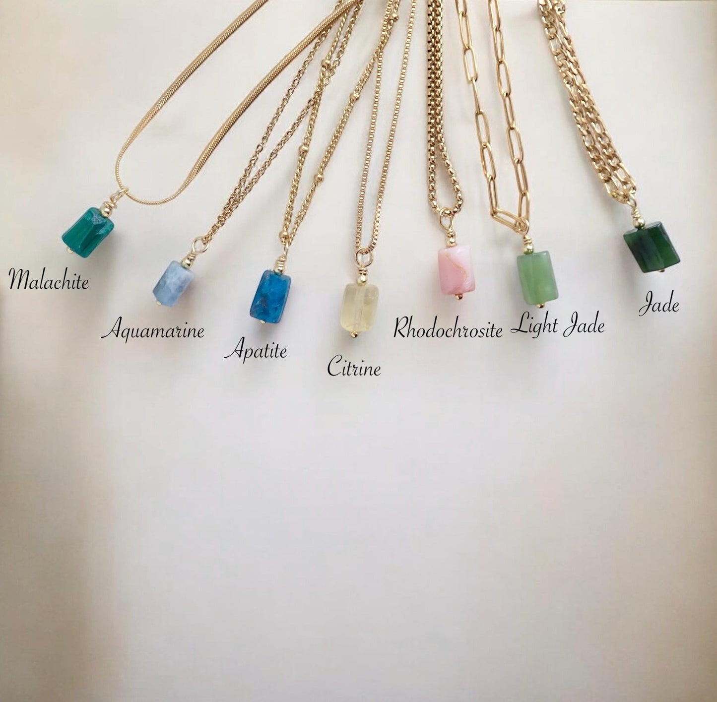Dainty Gemstone Necklace • Natural Barrel Stone Pendant • 18K Gold Filled Chain Options • Minimalist Layering Necklace • Birthstone Gift for Her