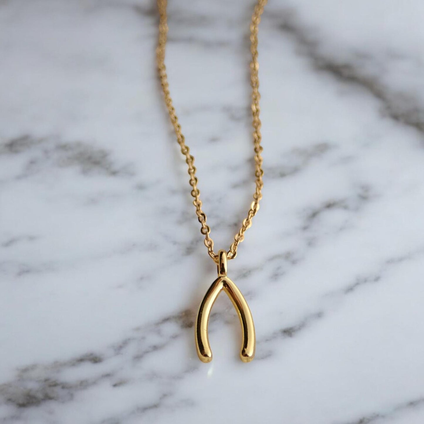 Gold Wishbone Necklace 18k Gold Fill Lucky Charm Pendant - Protection Good Luck Gift