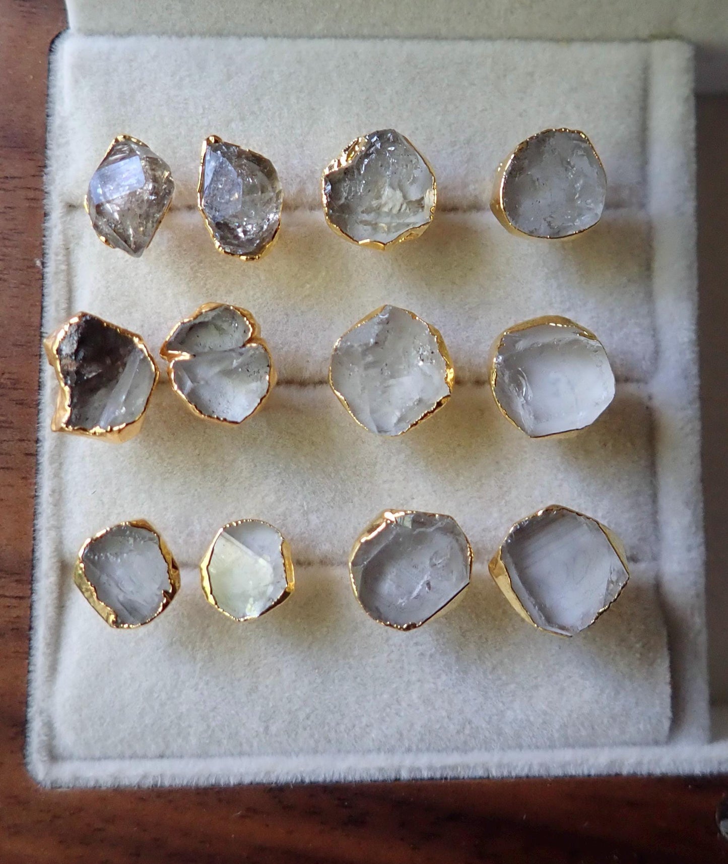 Raw Herkimer Diamond Stud Earrings, Birthstone Jewelry Gift, Herkimer Diamond Posts, Natural Crystal  Gemstone Earrings,Diamond Jewelry