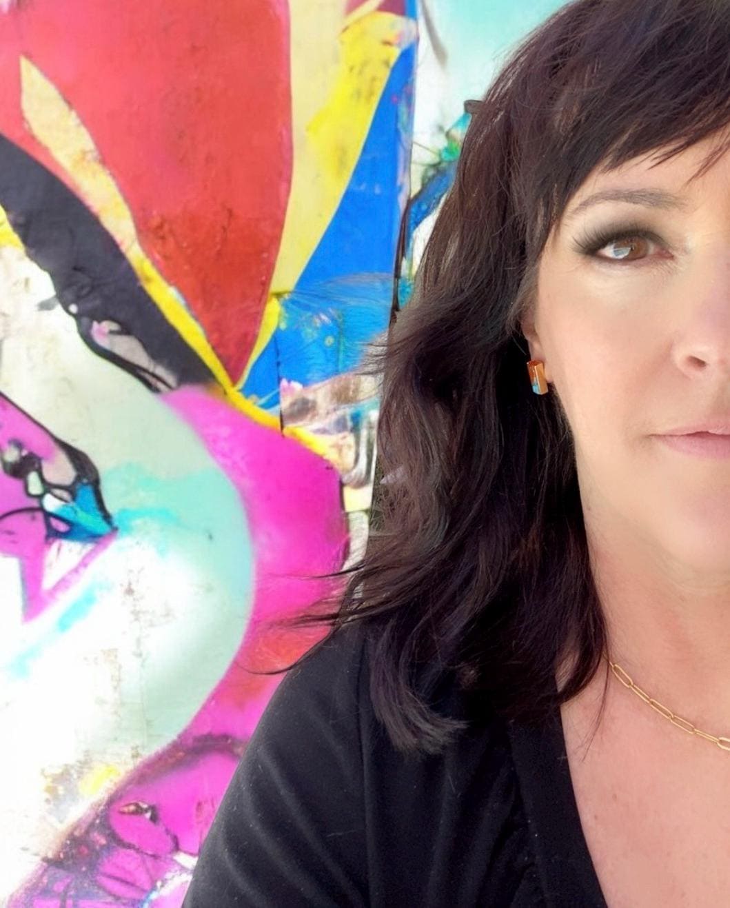 Mojave Oyster Turquoise Stud Earrings- Gold , Rectangle Bar Design, Blue and Orange