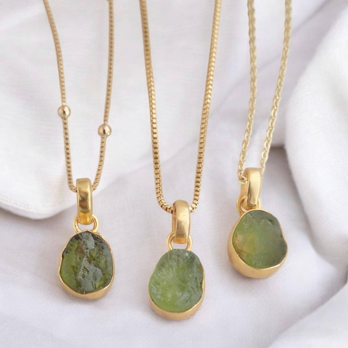Raw Peridot Pendant Necklace, Handmade Gemstone Jewelry, Gold Fill Chain, August Birthstone Gift