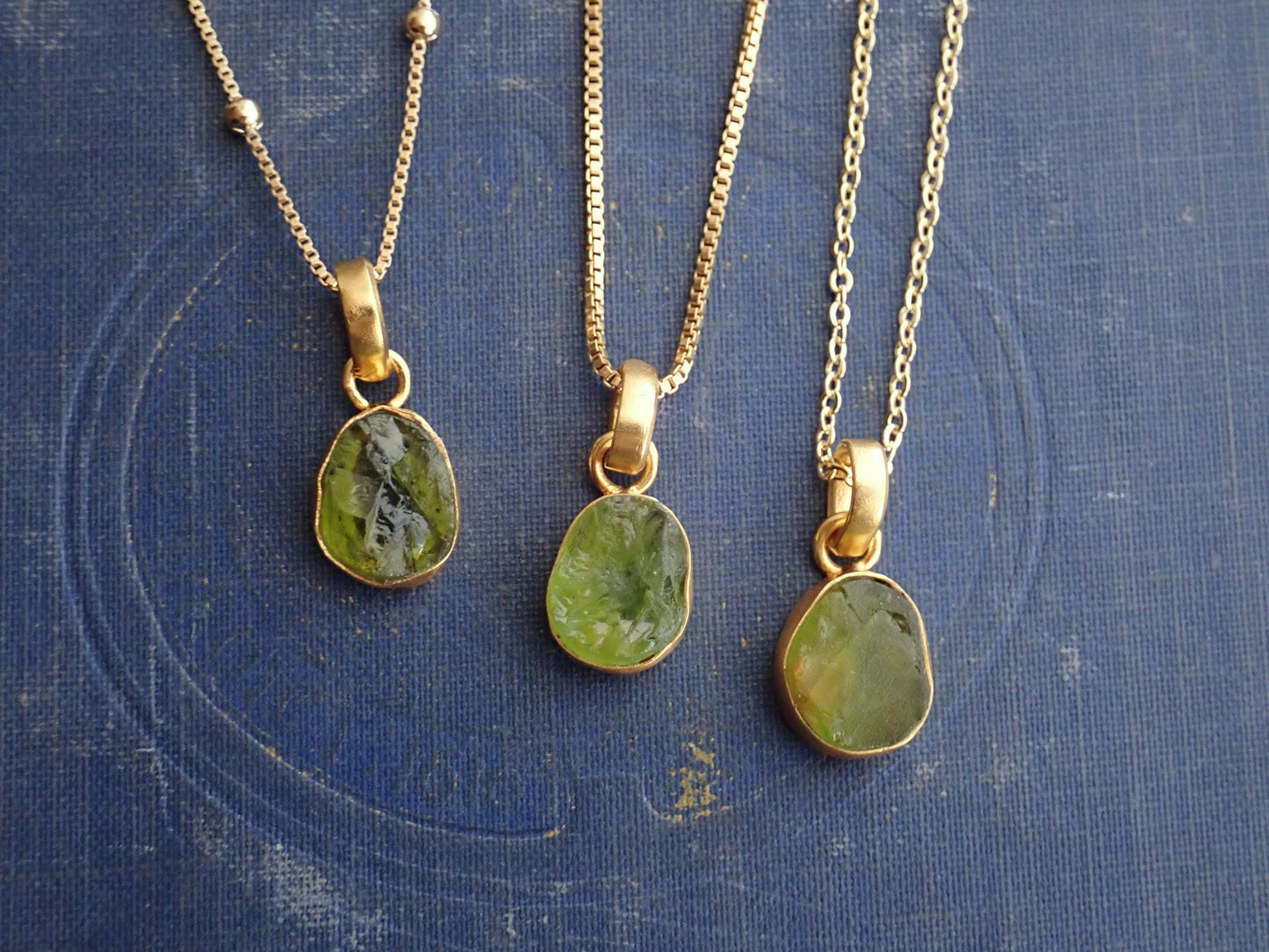 Raw Peridot Pendant Necklace, Handmade Gemstone Jewelry, Gold Fill Chain, August Birthstone Gift