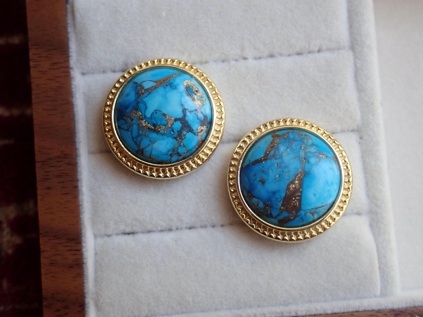 Mojave Turquoise Stud Earrings, Large Statement Studs, December Birthstone Gift, Stone Post Earrings, Boho Gemstone Jewelry, Gift for Her