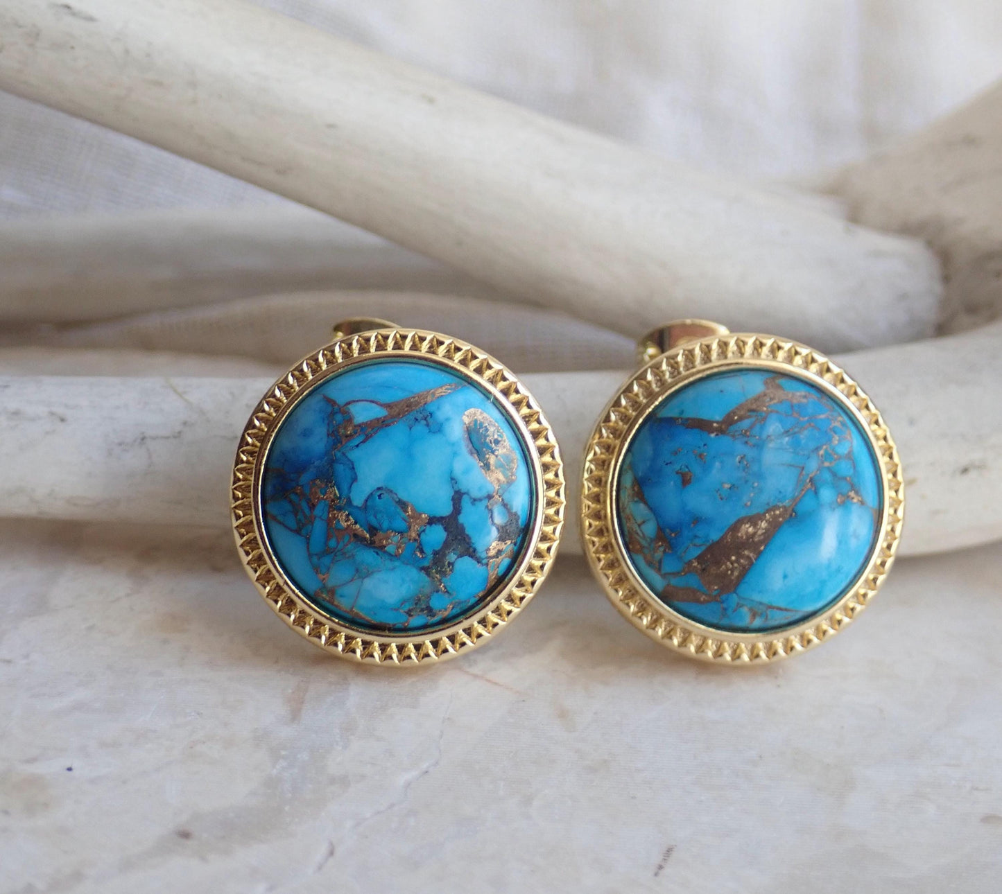 Mojave Turquoise Stud Earrings, Large Statement Studs, December Birthstone Gift, Stone Post Earrings, Boho Gemstone Jewelry, Gift for Her