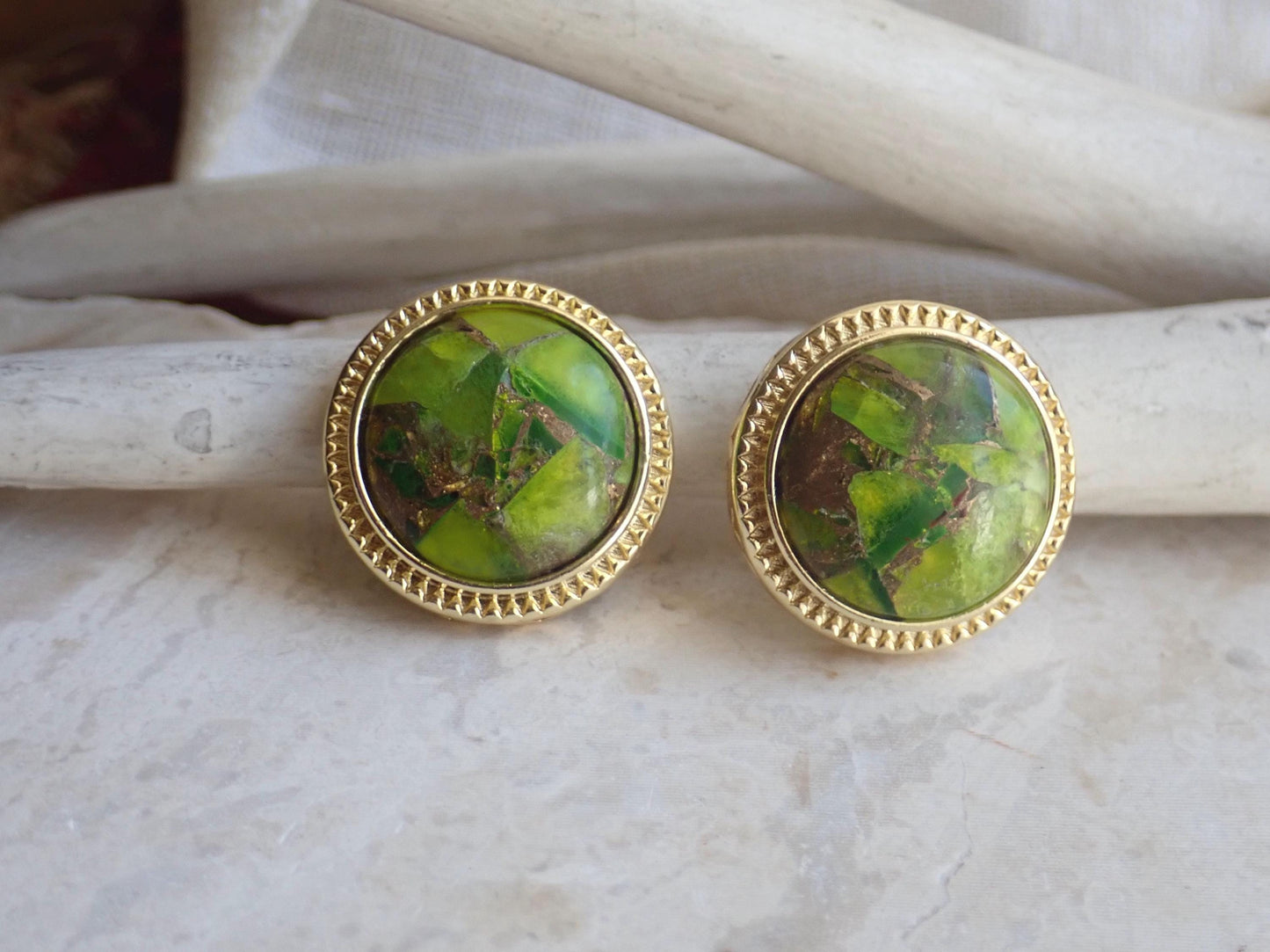 Large Peridot Stud Earrings, Mojave Gemstone Earrings, Statement Studs, August Birthstone Gift, Boho Gemstone Jewelry, Gift for Her