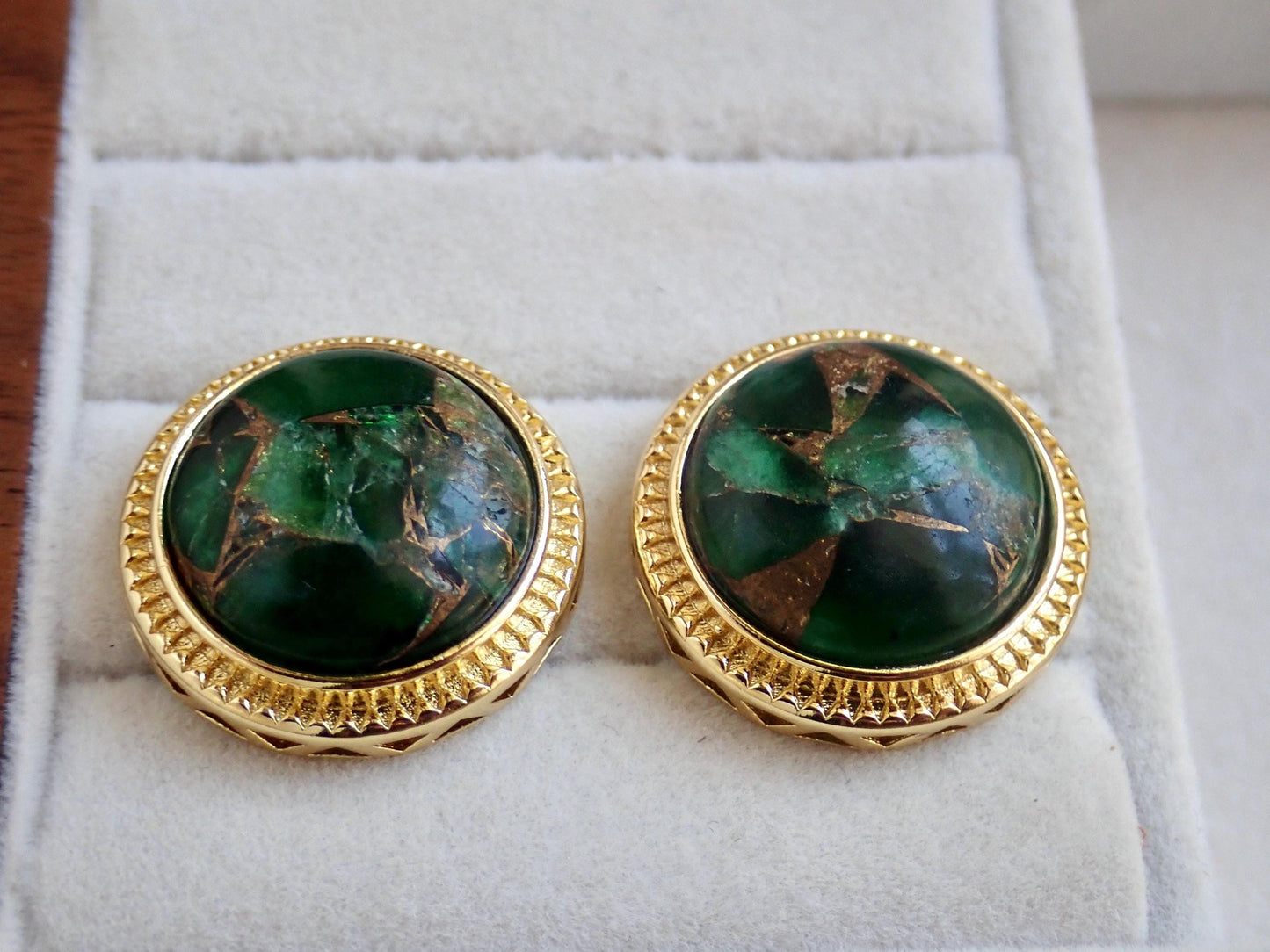 Large Emerald Stud Earrings, Mojave Gemstone Earrings, Statement Studs, May Birthstone Gift, Boho Gemstone Jewelry, Gift for Her