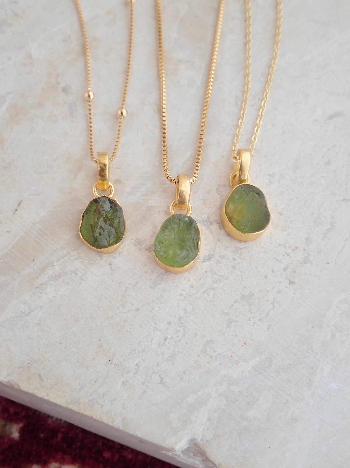 Raw Peridot Pendant Necklace, Handmade Gemstone Jewelry, Gold Fill Chain, August Birthstone Gift