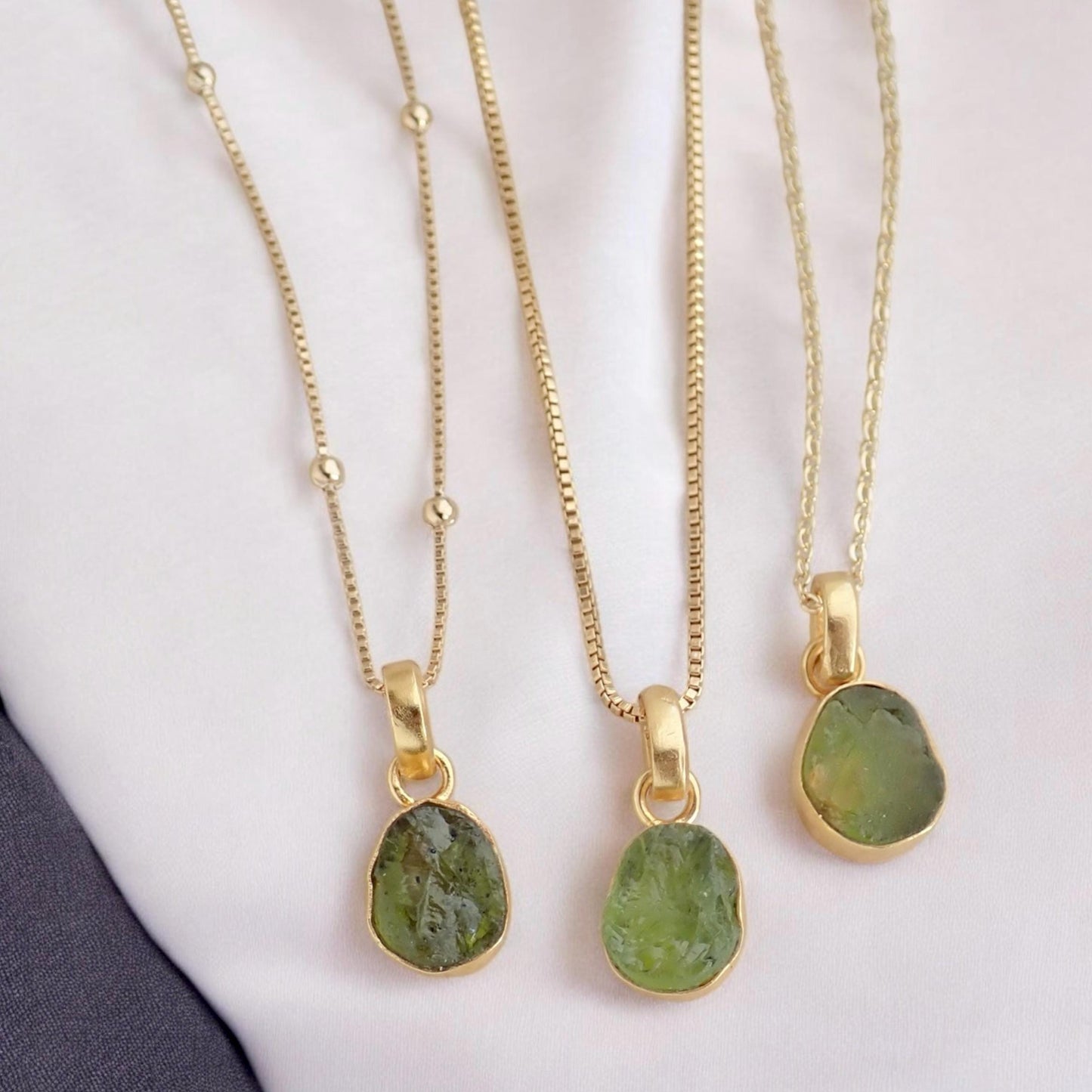 Raw Peridot Pendant Necklace, Handmade Gemstone Jewelry, Gold Fill Chain, August Birthstone Gift