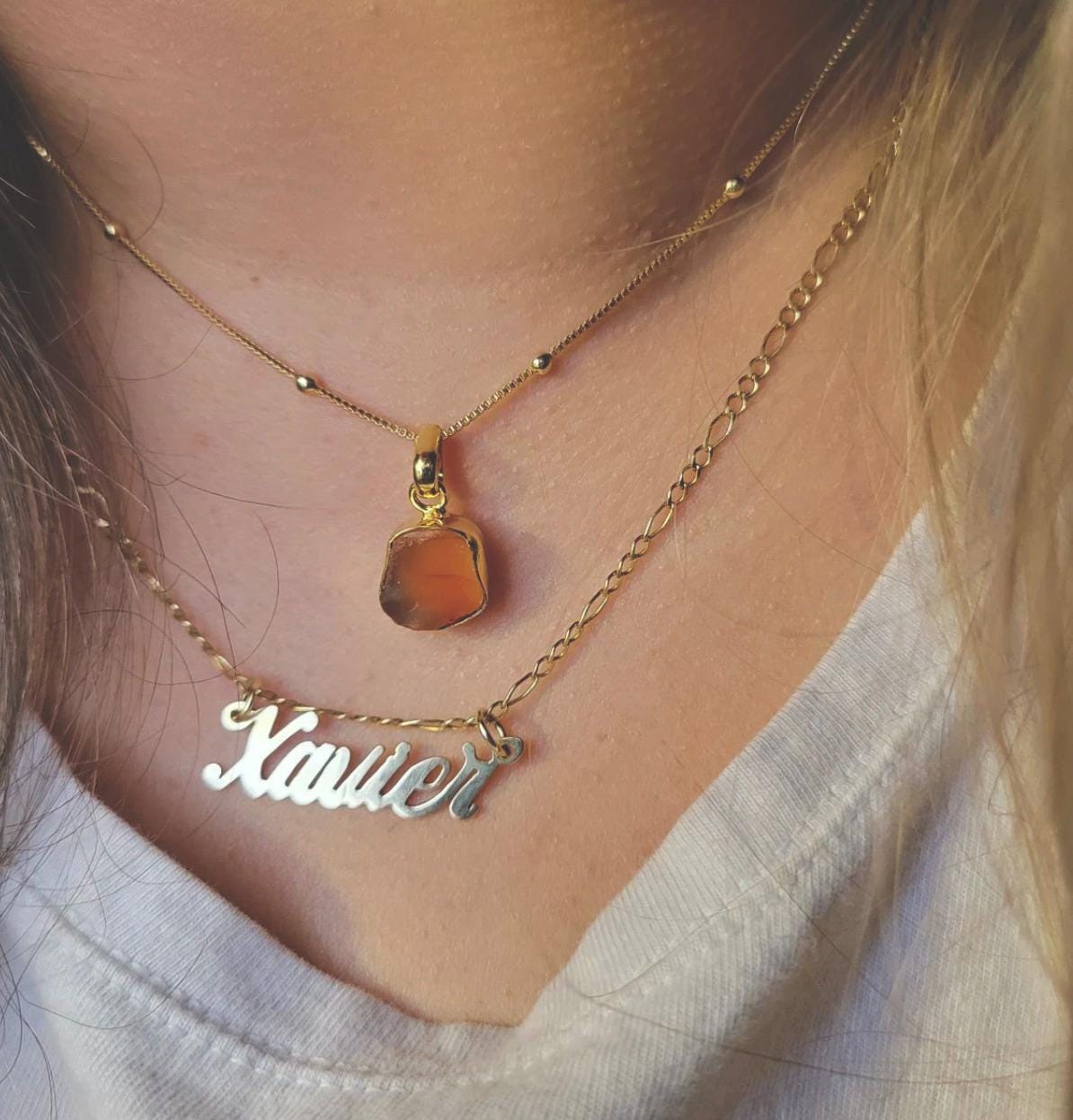 Raw Aquamarine Birthstone Pendant Necklace – 18k Gold Chain with Collet-Set March GemstoneGift for Her