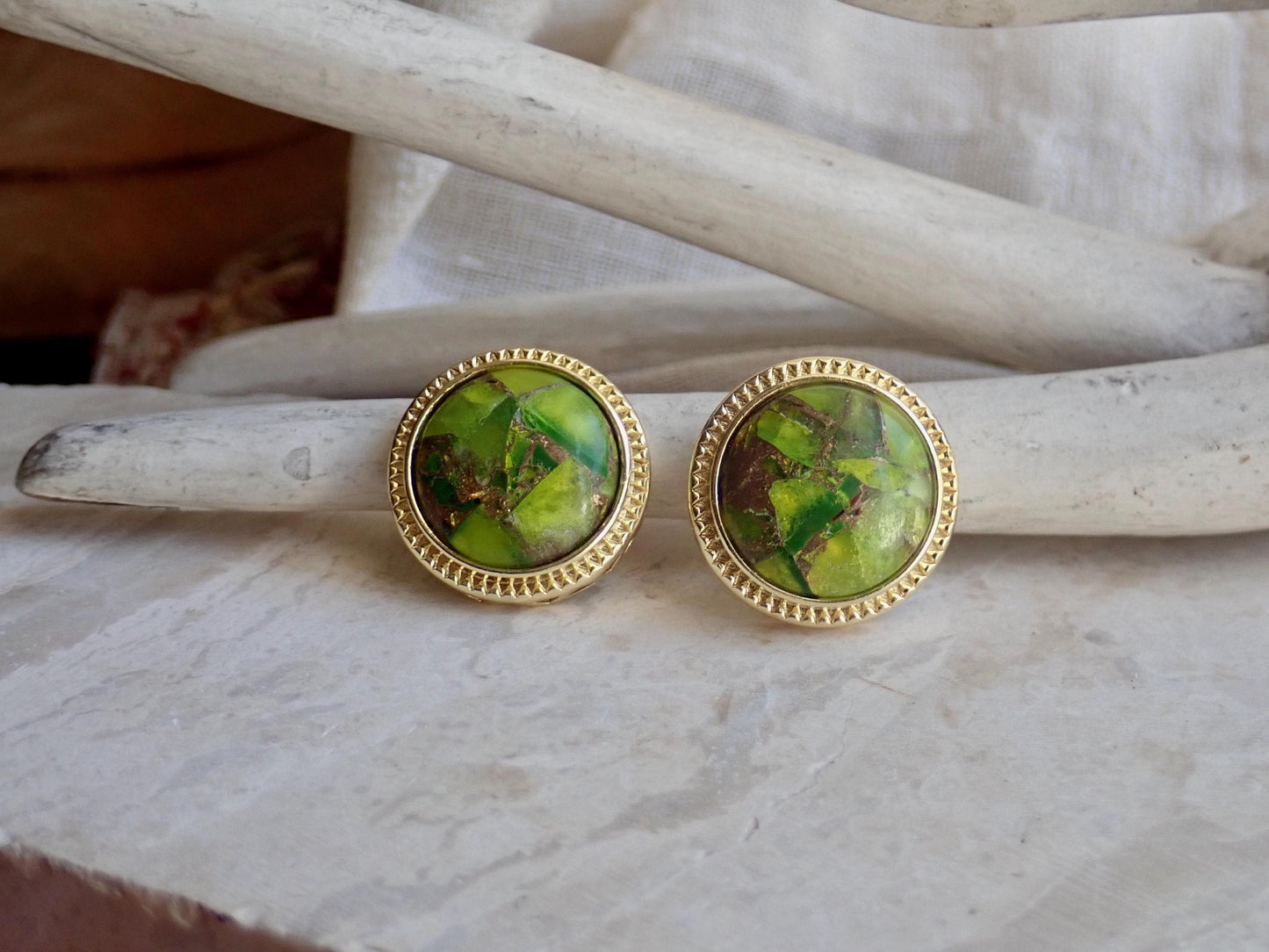 Large Peridot Stud Earrings, Mojave Gemstone Earrings, Statement Studs, August Birthstone Gift, Boho Gemstone Jewelry, Gift for Her