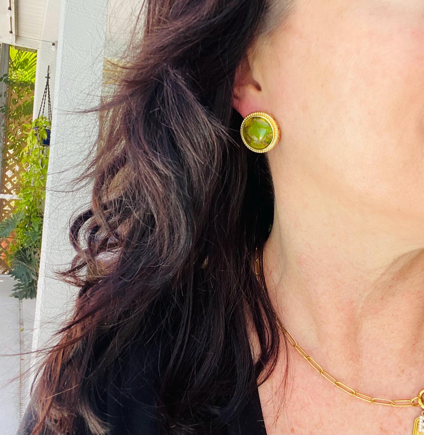 Large Peridot Stud Earrings, Mojave Gemstone Earrings, Statement Studs, August Birthstone Gift, Boho Gemstone Jewelry, Gift for Her