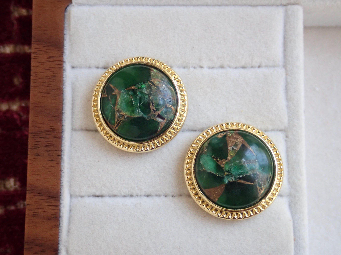 Large Emerald Stud Earrings, Mojave Gemstone Earrings, Statement Studs, May Birthstone Gift, Boho Gemstone Jewelry, Gift for Her