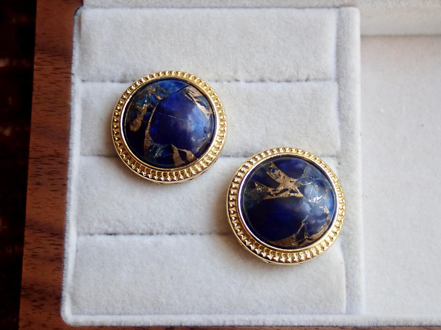 Large Lapis Lazuli Stud Earrings, Mojave Gemstone Earrings, Blue Statement Studs,, Boho Gemstone Jewelry, Gift for Her