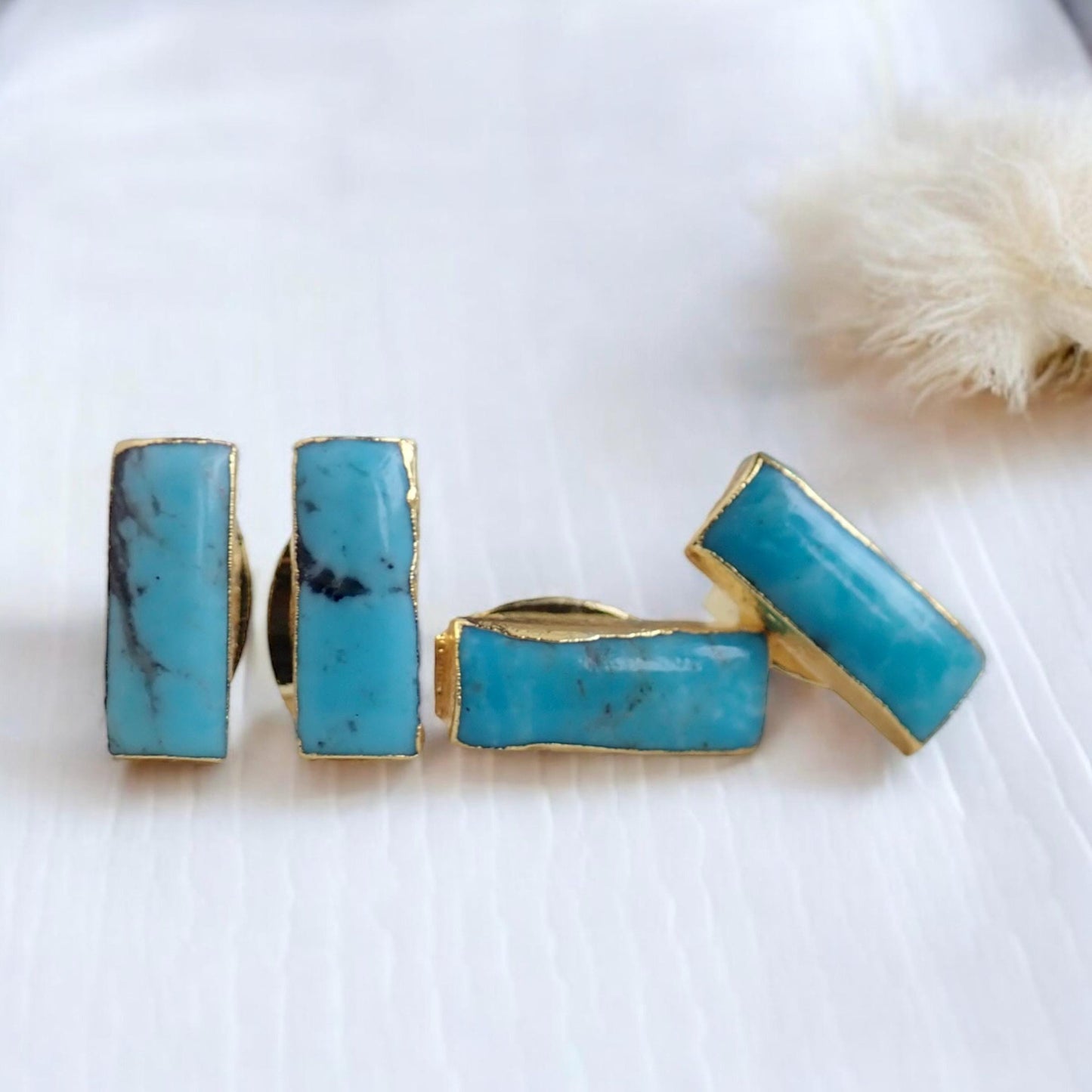 Rectangle Turquoise Stud Earrings, Gemstone Bar Earrings, Dainty Turquoise Posts, Turquoise Jewelry,December Birthstone