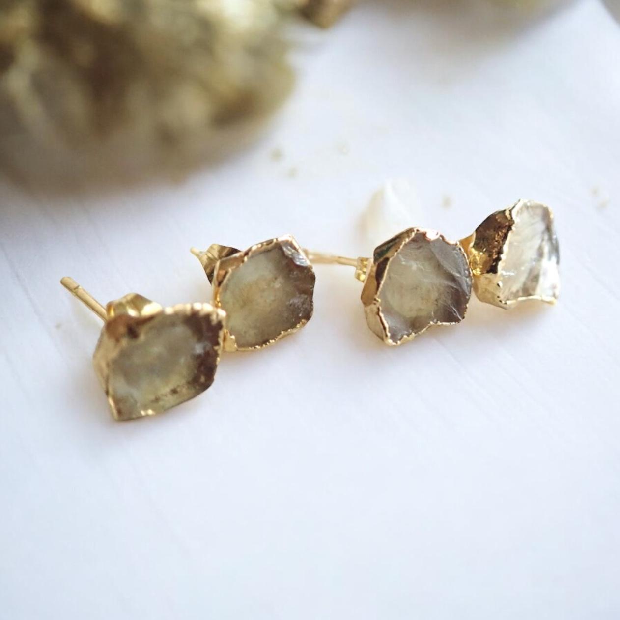 Raw Citrine Stud Earrings, Natural Citrine Post Earrings, Citrine Jewelry, November Birthstone, Crystal Stud Earrings, Raw Gemstone Earrings