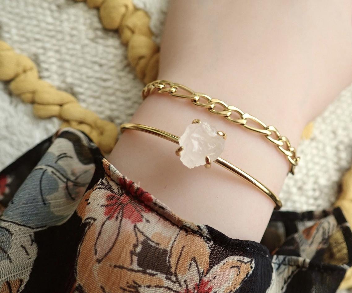 Chunky Curb Chain Bracelet With CZ Focal - No Tarnish Gold, 18K Gold Filled Stacking Bracelets, Everyday Minimalist Jewelry, Waterproof PVD Jewelry (Copy)