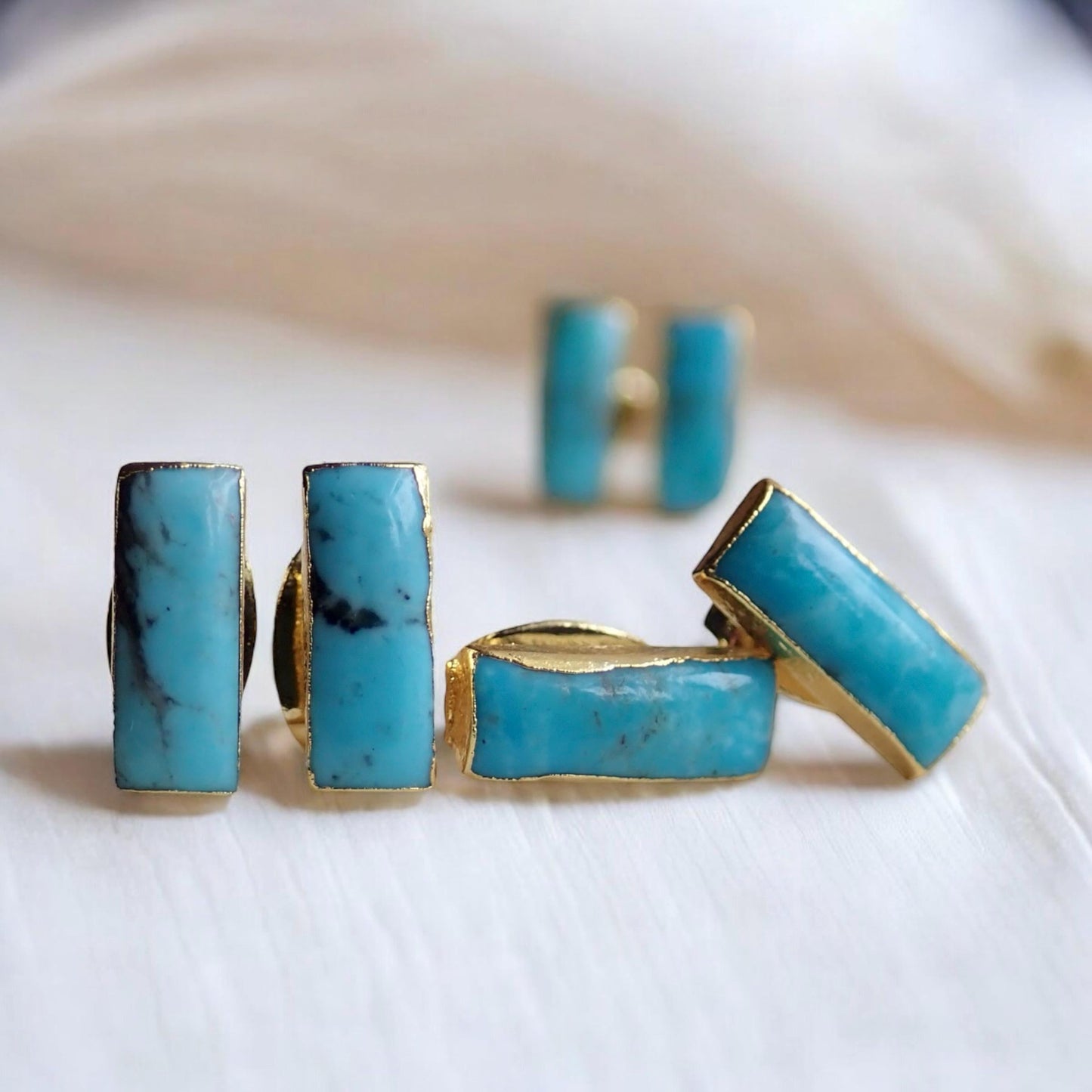 Rectangle Turquoise Stud Earrings, Gemstone Bar Earrings, Dainty Turquoise Posts, Turquoise Jewelry,December Birthstone