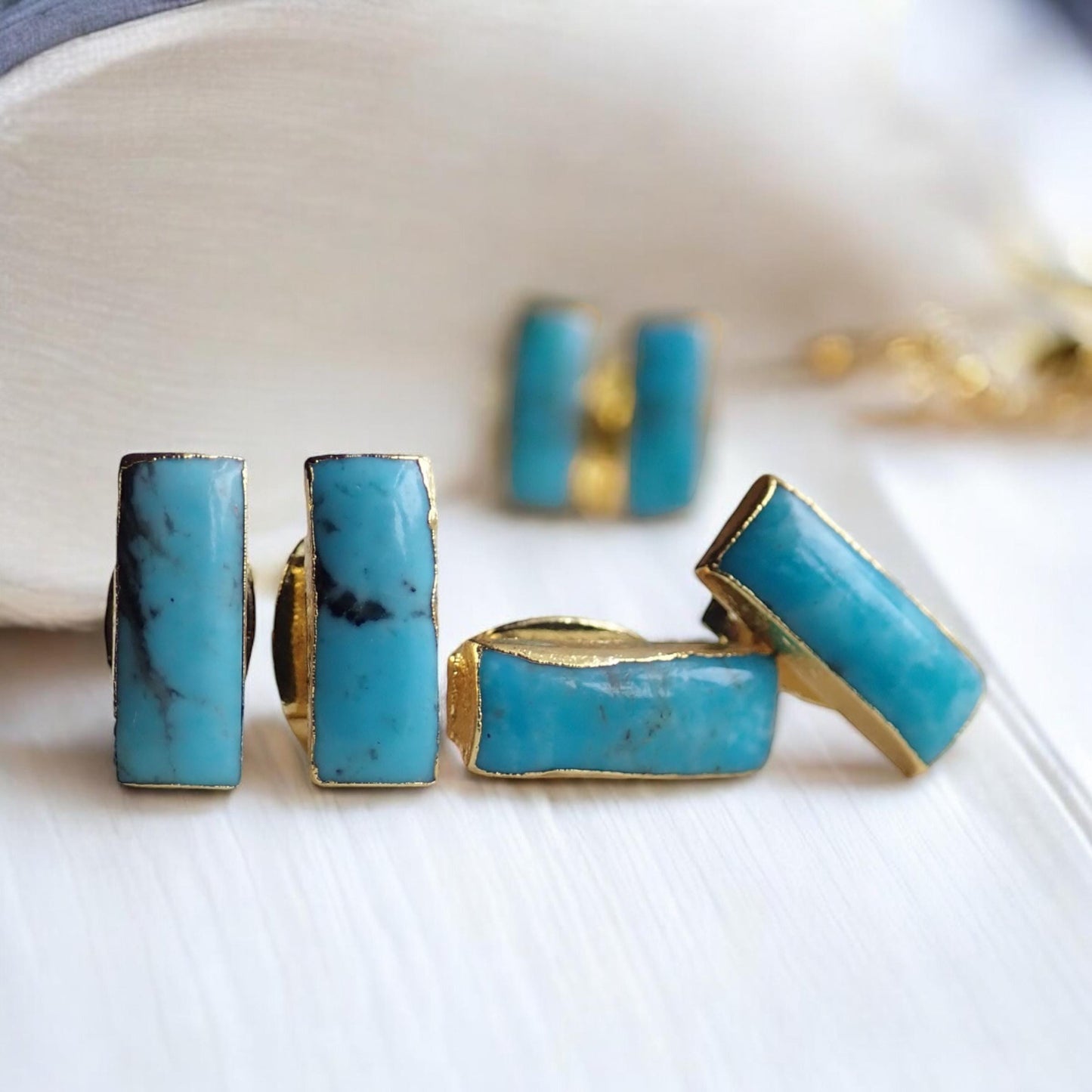 Rectangle Turquoise Stud Earrings, Gemstone Bar Earrings, Dainty Turquoise Posts, Turquoise Jewelry,December Birthstone