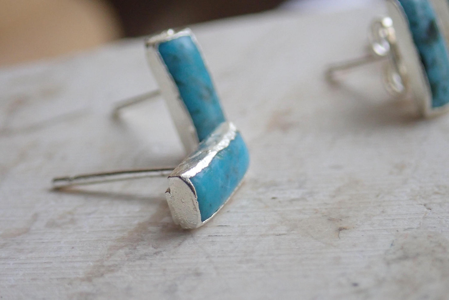 Turquoise Stud Earrings Silver, Blue Gemstone Earrings,Small Boho Studs,Dainty Turquoise Posts, Turquoise Jewelry,December Birthstone Gift