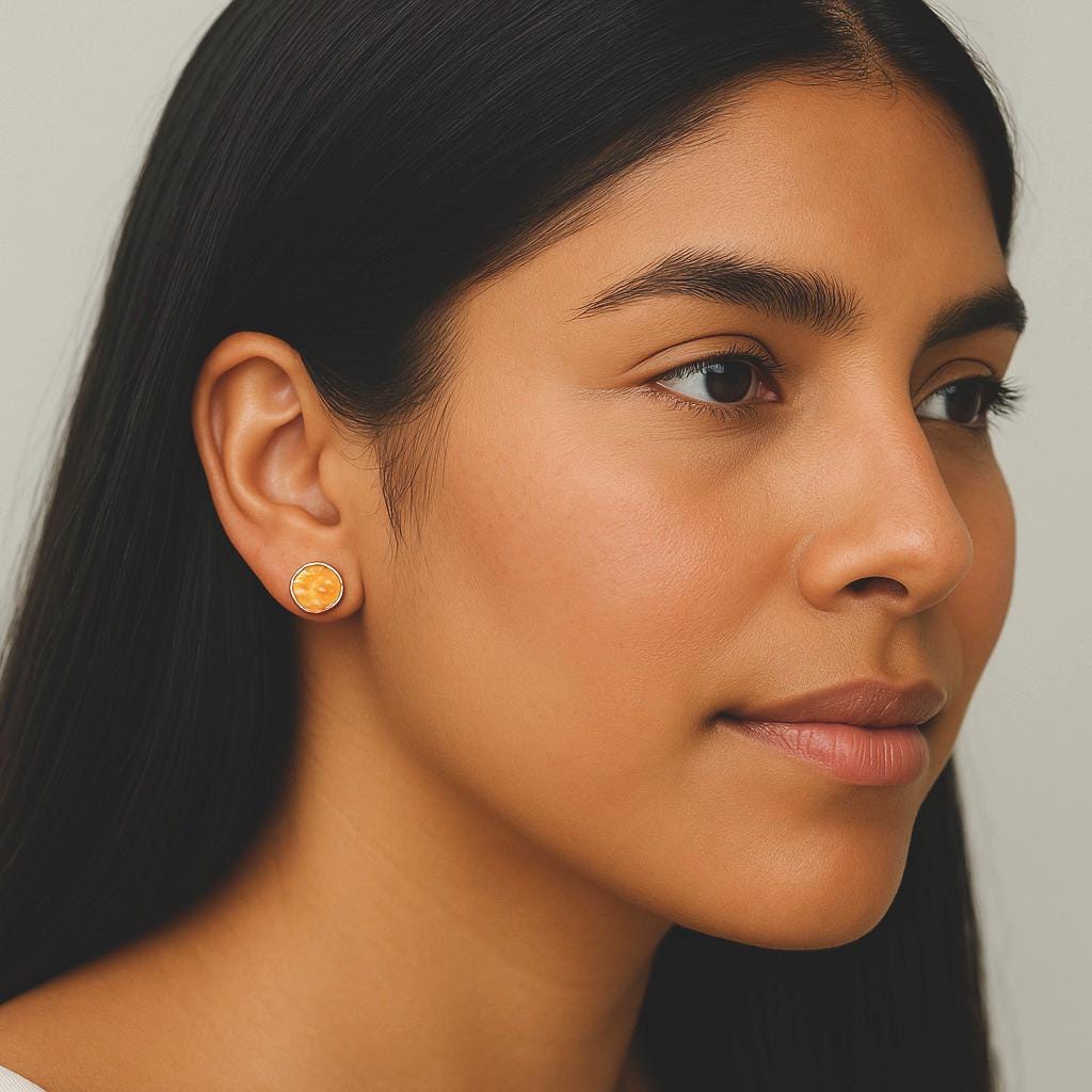 Orange Fire Opal Stud Earrings | 14k Gold Opal Earrings | October Birthstone Jewelry | Gift for Her, Opal Post Earrings, Round Gemstone Earrings