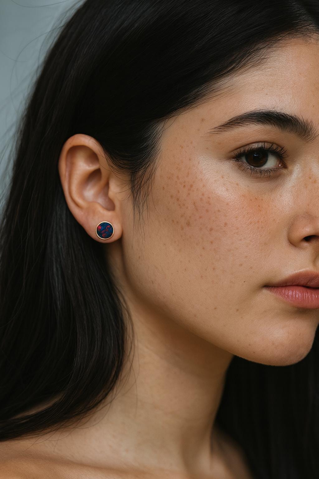 Black Opal Stud Earrings | 14k Gold Opal Earrings, October Birthstone Jewelry, Round Gemstone Earrings