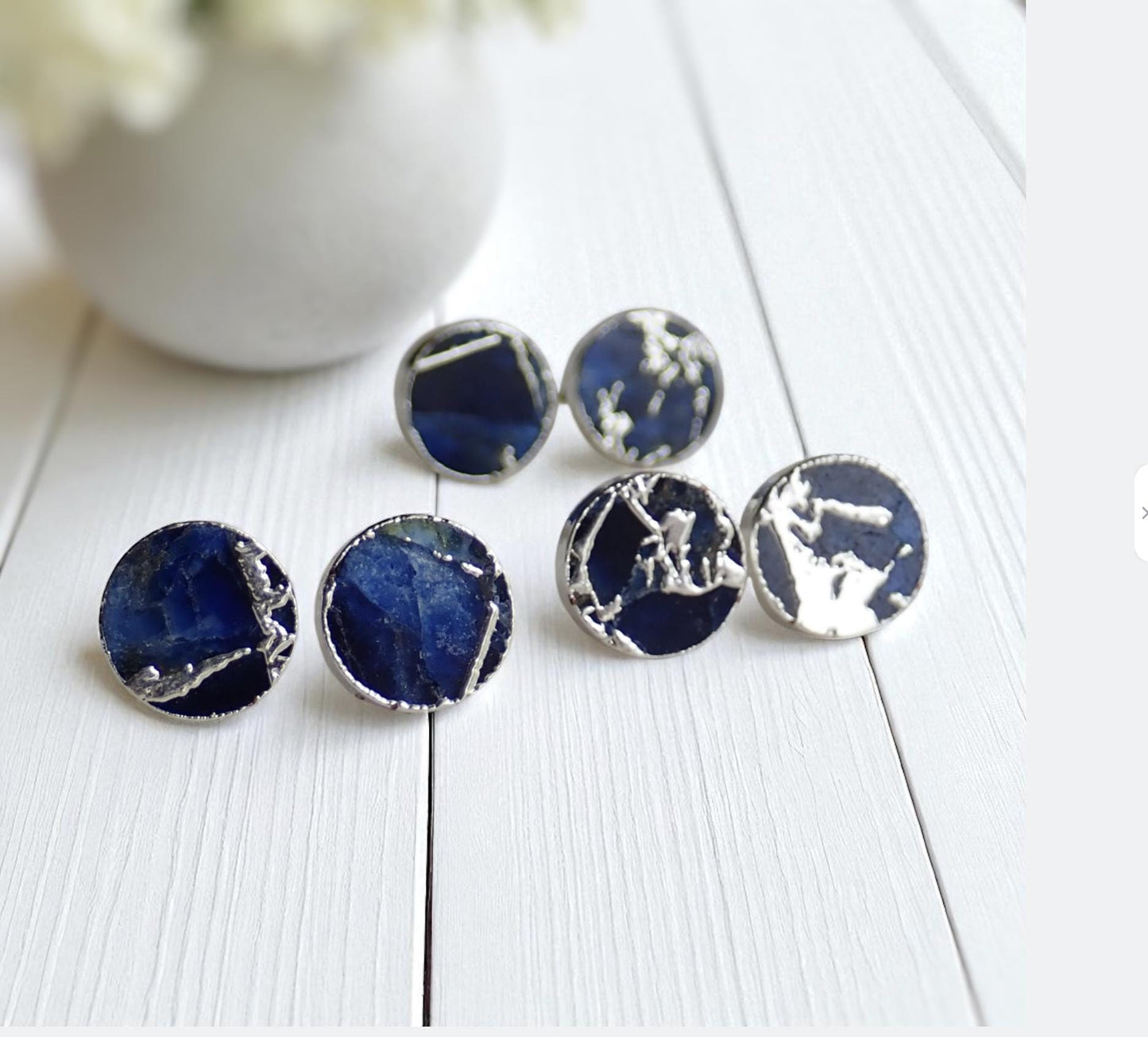 Blue Sapphire Mojave Turquoise Stud Earrings Silver | September Birthstone Gift for Her