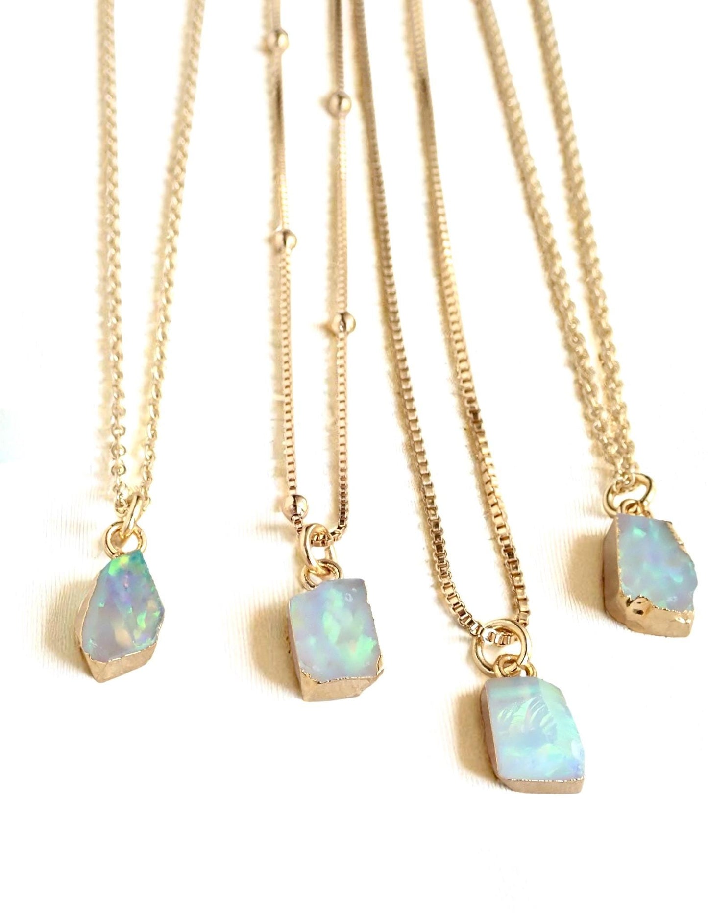 Dainty Raw Opal Pendant Necklace in Gold | October Birthstone Jewelry ,Minimalist Gift for Her