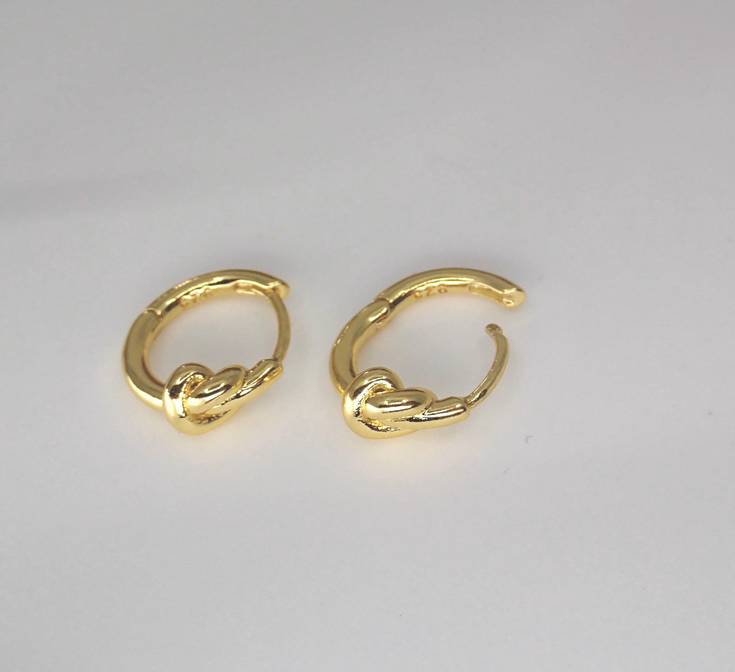 Gold Knot Hoop Earrings 18k Gold Vermeil Sterling Silver, Small Huggie Hoops, Minimalist Small Hoop Earrings