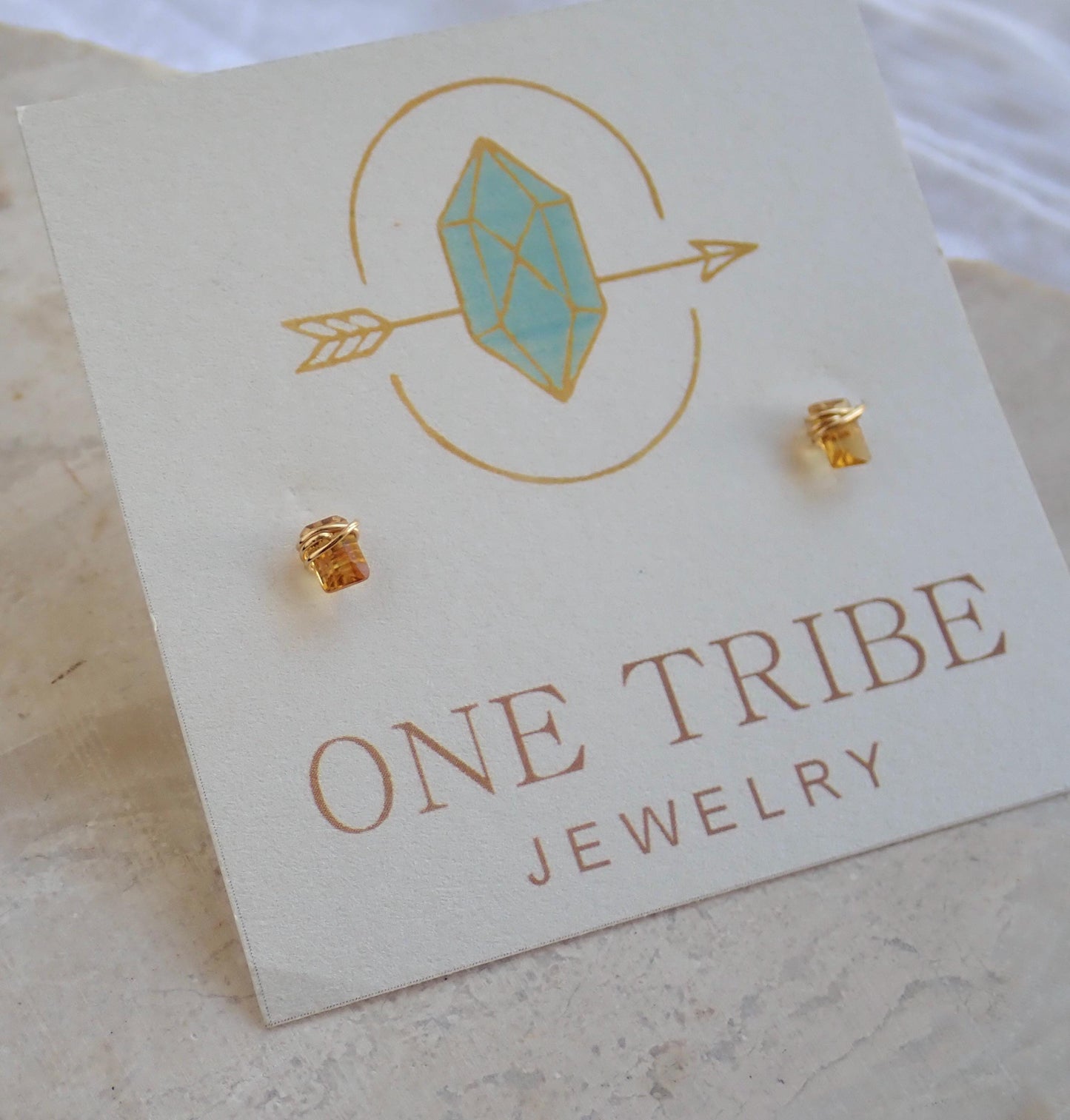 Dainty Citrine Stud Earrings 14k Gold Fill | Tiny Yellow Gemstone Earrings | November Birthstone Jewelry,Wire Wrapped Gemstone Post Earrings