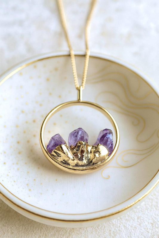 Raw Amethyst Necklace in 18k Gold Fill | Natural Crystal Pendant | February Birthstone Jewelry | Boho Luxe Gemstone Necklace, Gift for Her