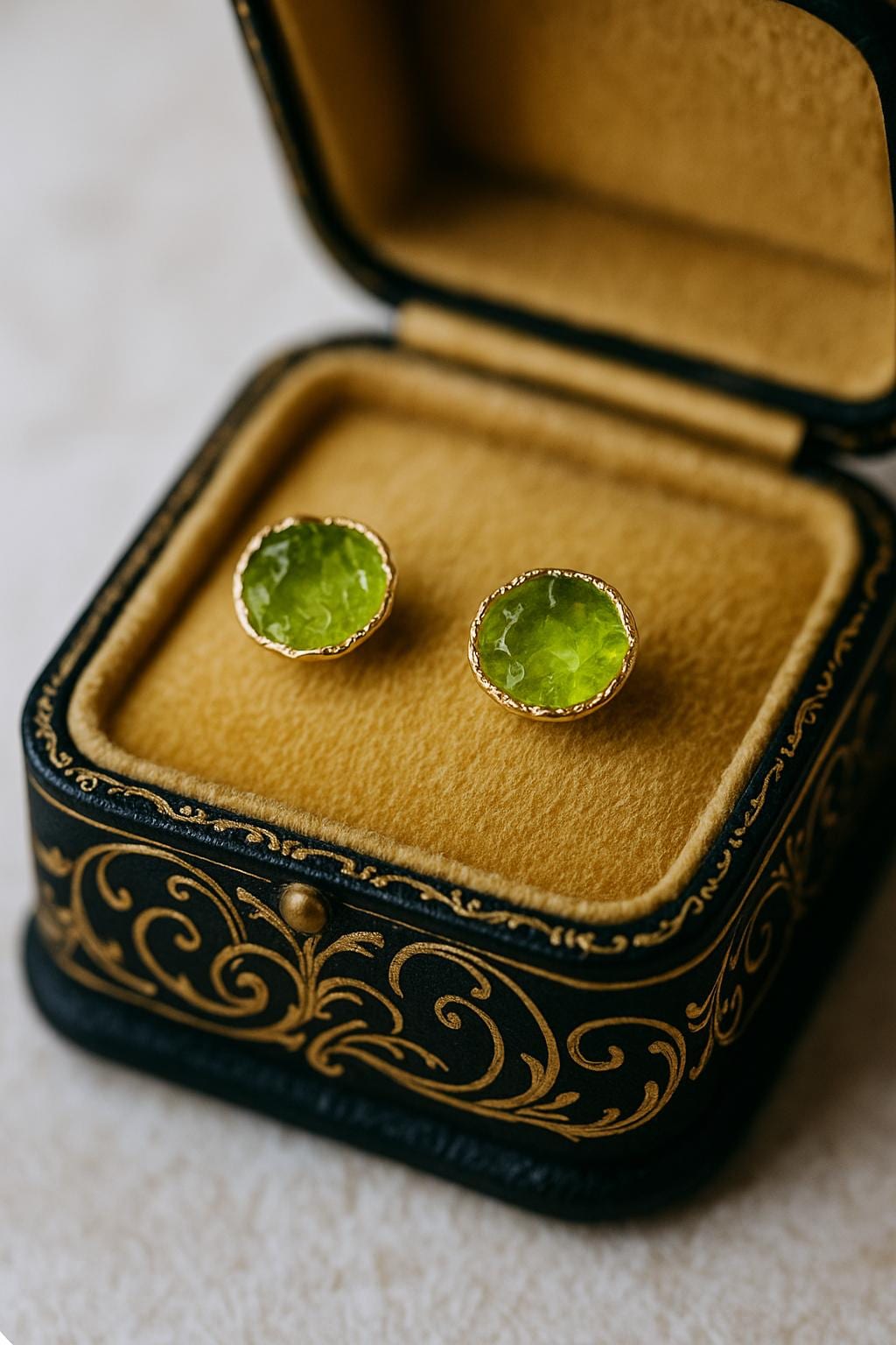 Raw Moldavite Stud Earrings, Man-made Gemstone Post Earrings, Lab-Created Green Crystal Earrings, August Birthstone Jewelry Gift