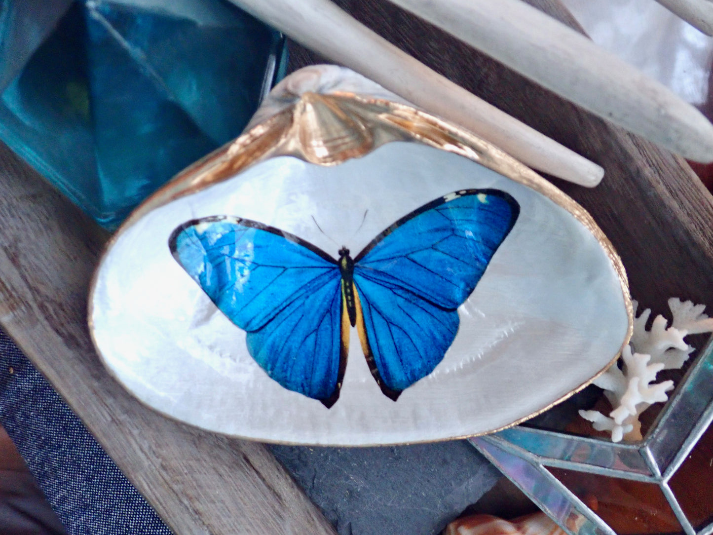 Blue Morpho Butterfly Ring Dish