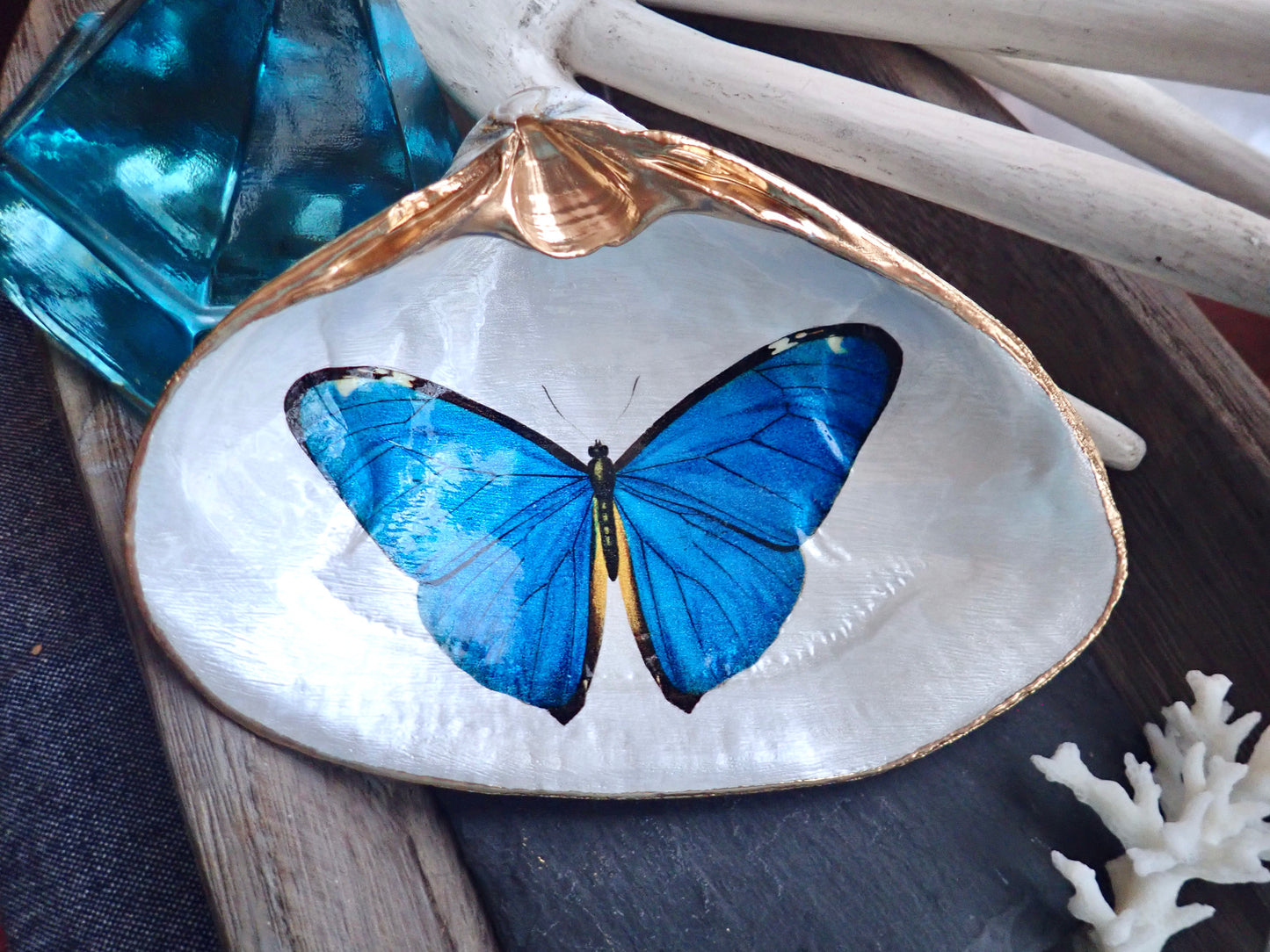 Blue Morpho Butterfly Ring Dish