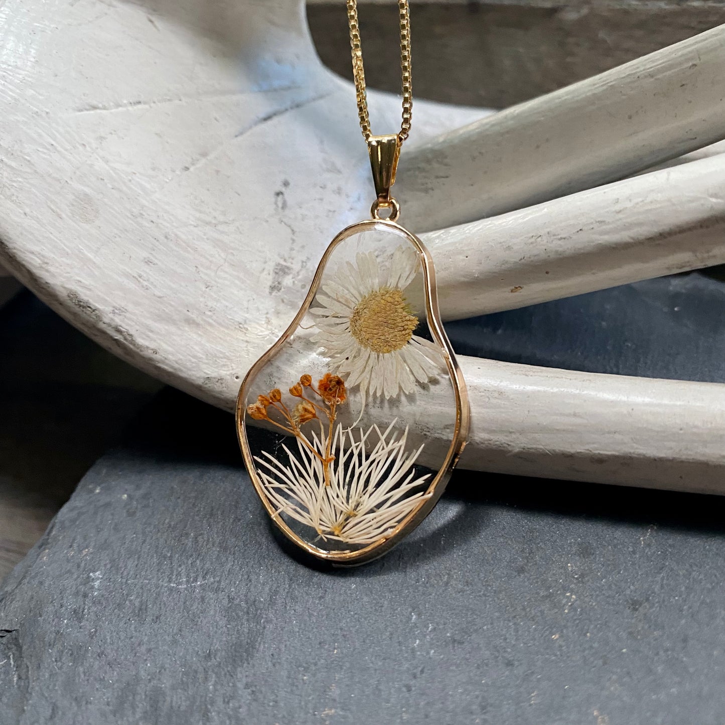 Autumn Joy Flower Pendant Necklace