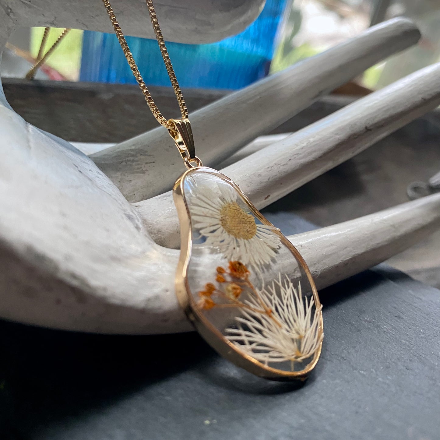 Autumn Joy Flower Pendant Necklace