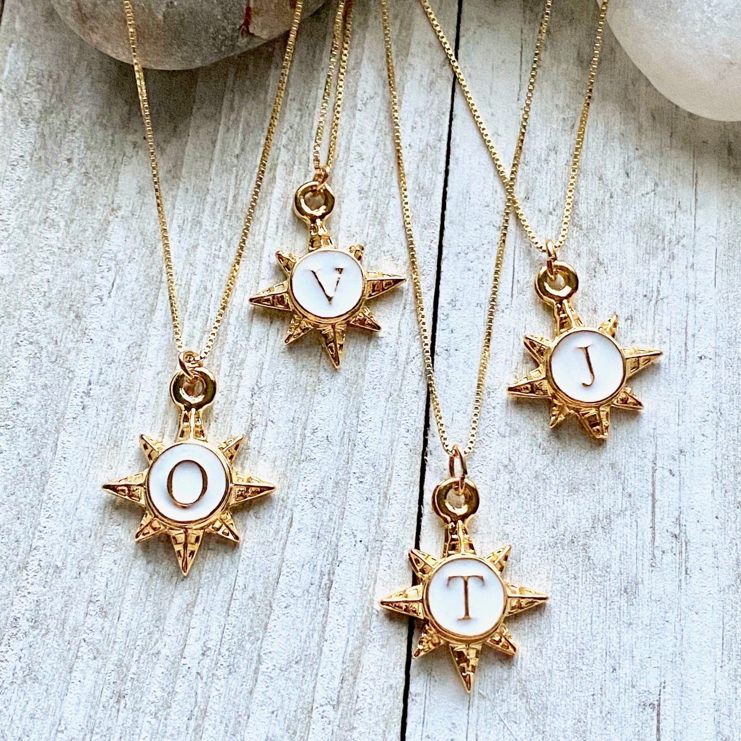 Solaris White Enamel Initial Necklace